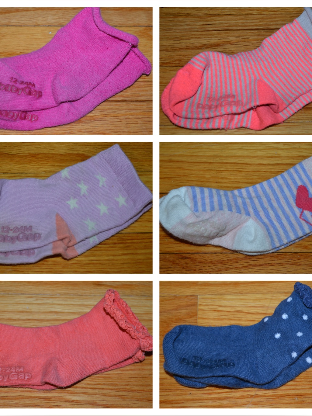 Lot Of Toddler Girls Baby Gap Graphic Socks, Size 12-24 Months